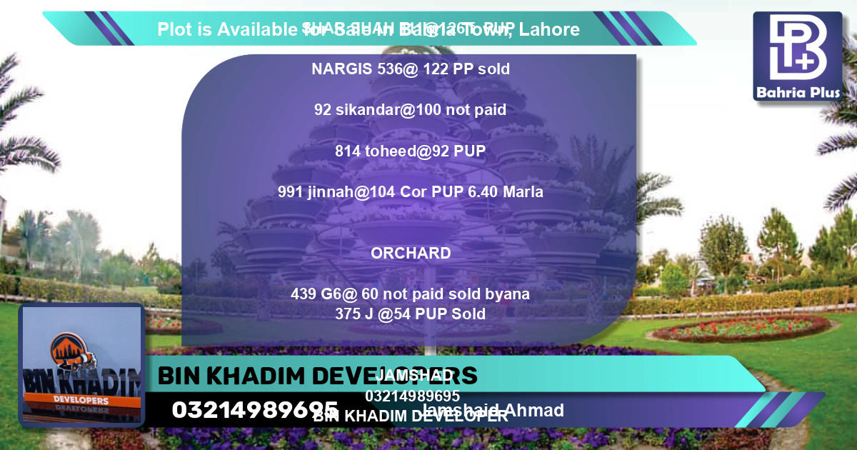Residential Plot for Sale in Bahria Town, Lahore - (BP-89796)