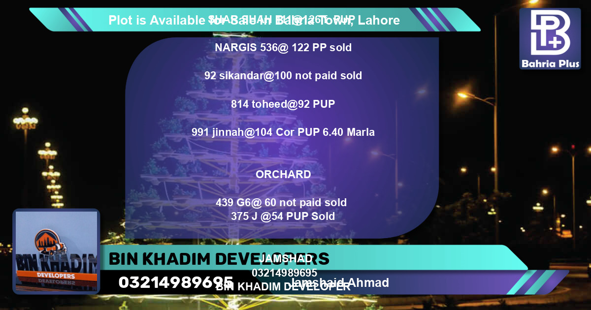 Residential Plot for Sale in Bahria Town, Lahore - (BP-89802)