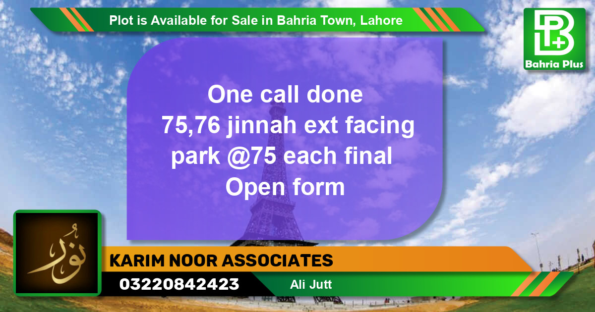 Residential Plot for Sale in Bahria Town, Lahore - (BP-89820)