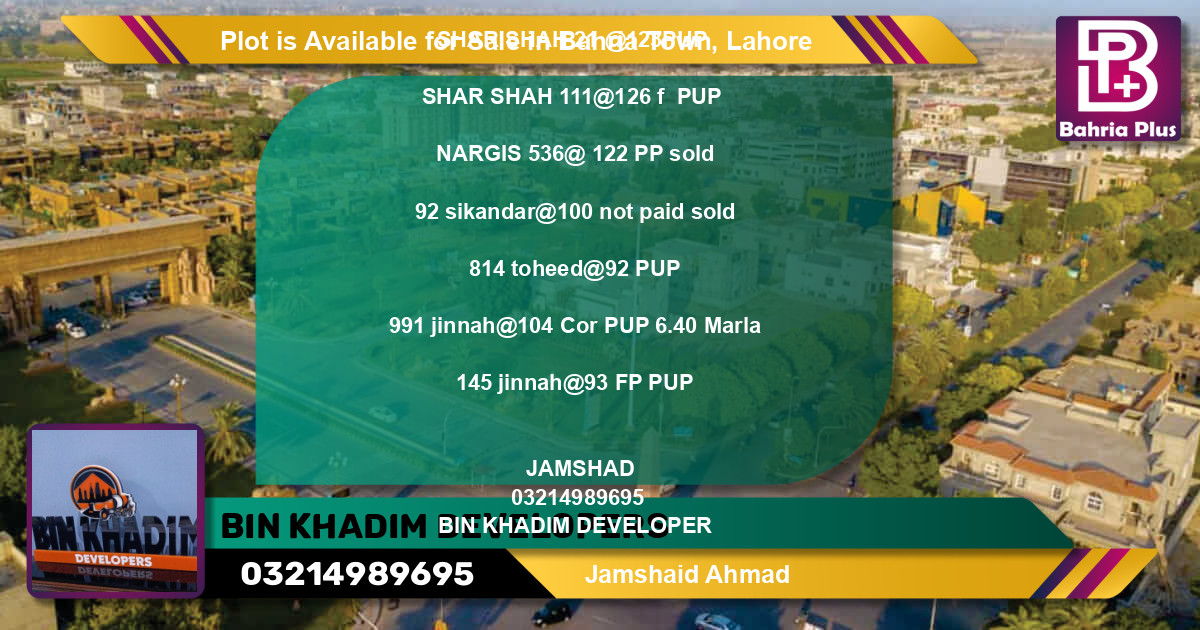 Residential Plot for Sale in Bahria Town, Lahore - (BP-89822)