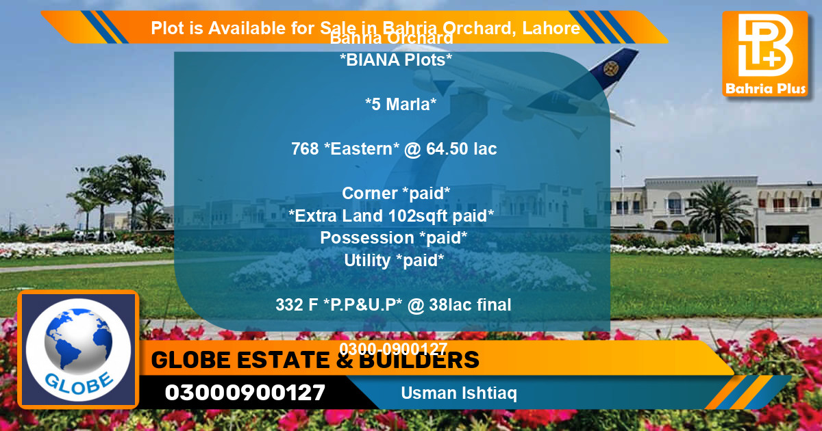 Residential Plot for Sale in Bahria Orchard, Lahore - (BP-89824)