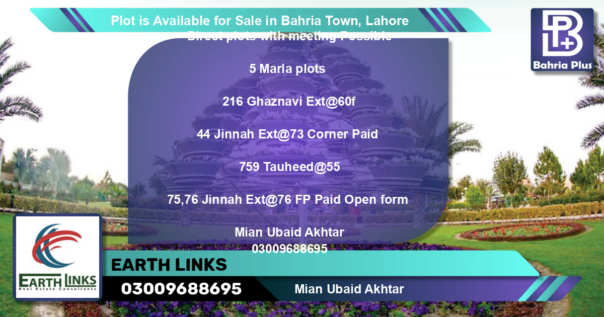 Residential Plot for Sale in Bahria Town, Lahore - (BP-89836)