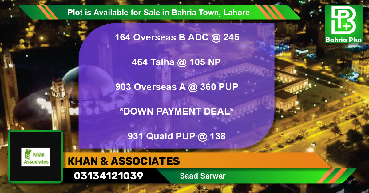 Residential Plot for Sale in Bahria Town, Lahore - (BP-89843)