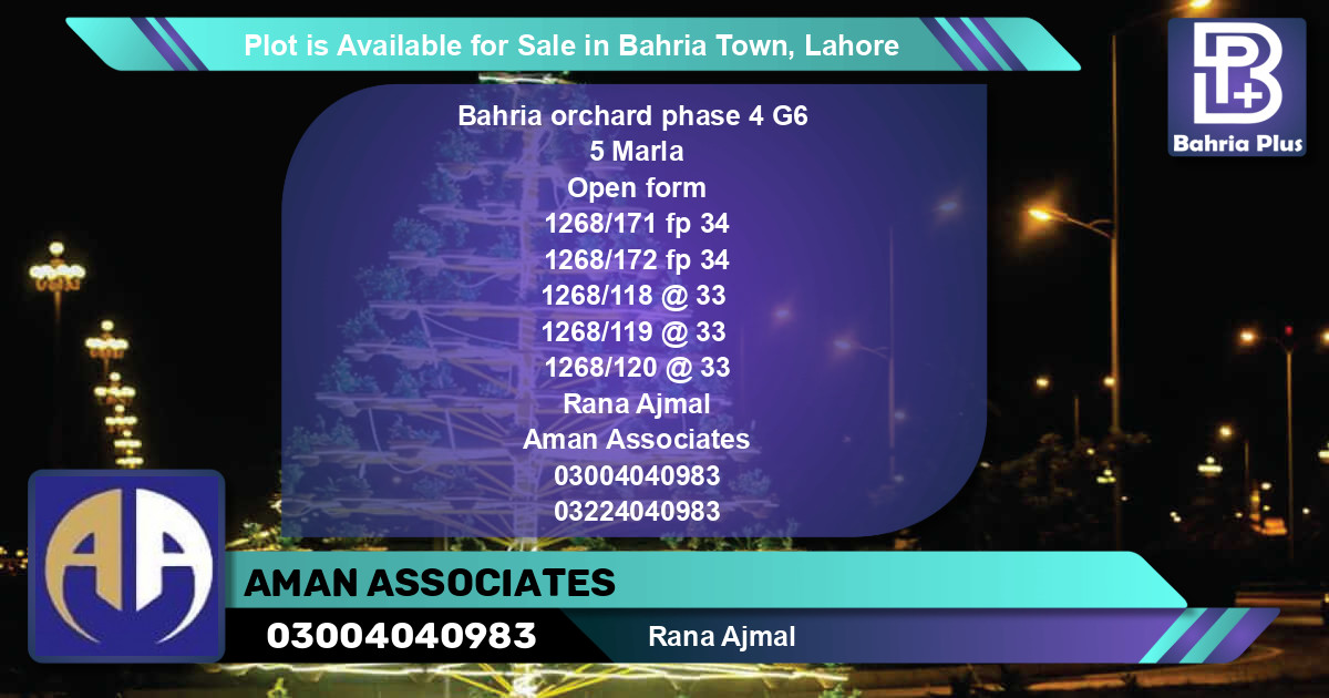 Residential Plot for Sale in Bahria Town, Lahore - (BP-89846)