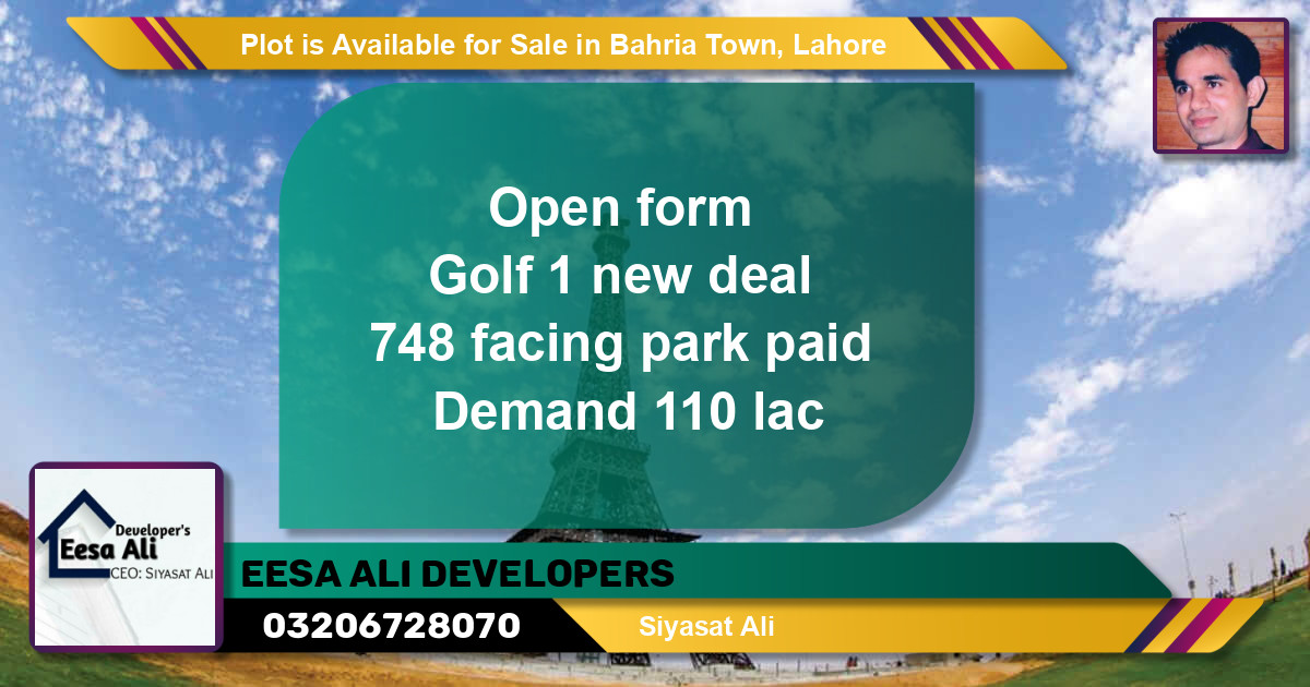 Residential Plot for Sale in Bahria Town, Lahore - (BP-89853)