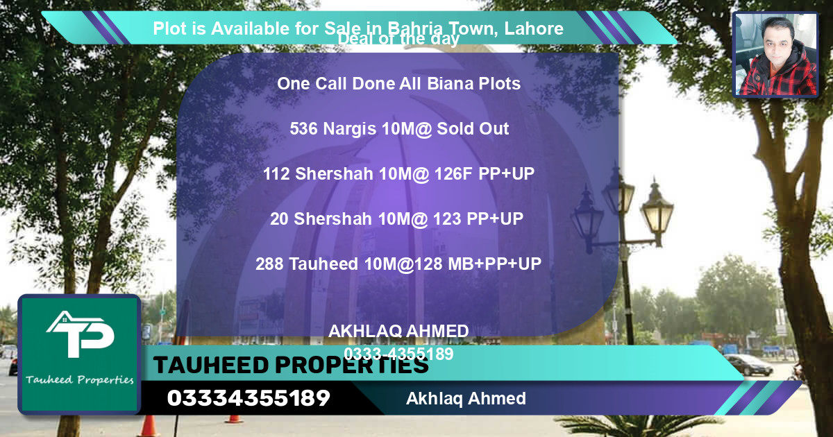 Residential Plot for Sale in Bahria Town, Lahore - (BP-89854)