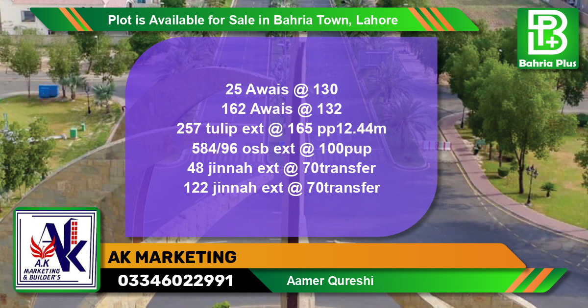 Residential Plot for Sale in Bahria Town, Lahore - (BP-89856)