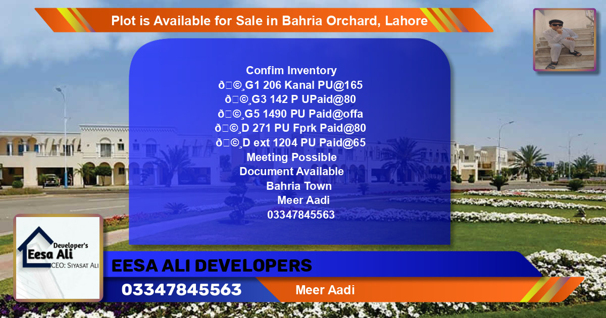 Residential Plot for Sale in Bahria Orchard, Lahore - (BP-89858)