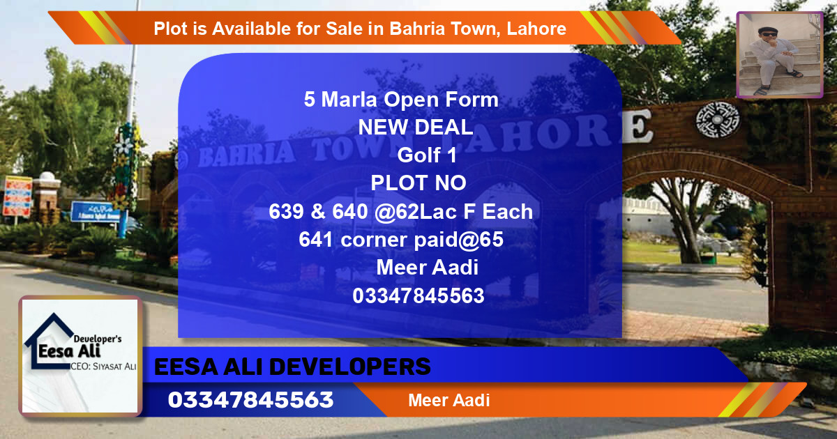Residential Plot for Sale in Bahria Town, Lahore - (BP-89862)