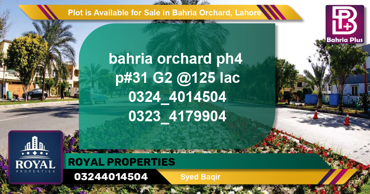 Residential Plot for Sale in Bahria Orchard, Lahore - (BP-89866)