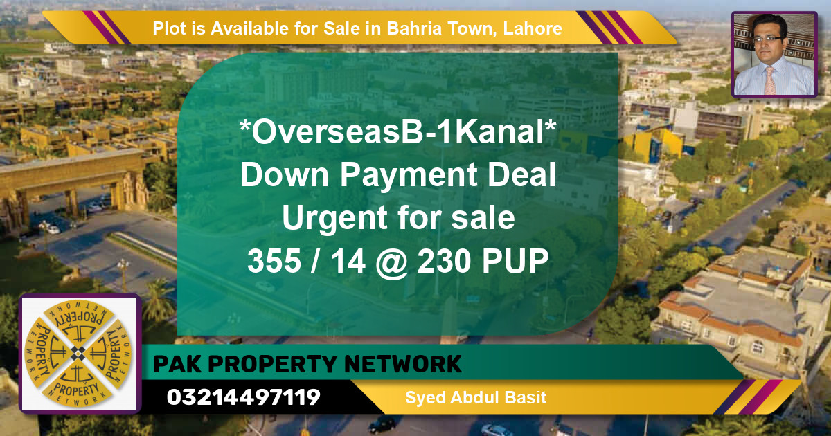 Residential Plot for Sale in Bahria Town, Lahore - (BP-89870)