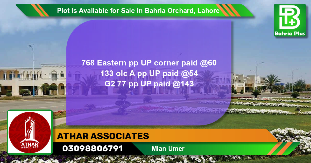 Residential Plot for Sale in Bahria Orchard, Lahore - (BP-89874)