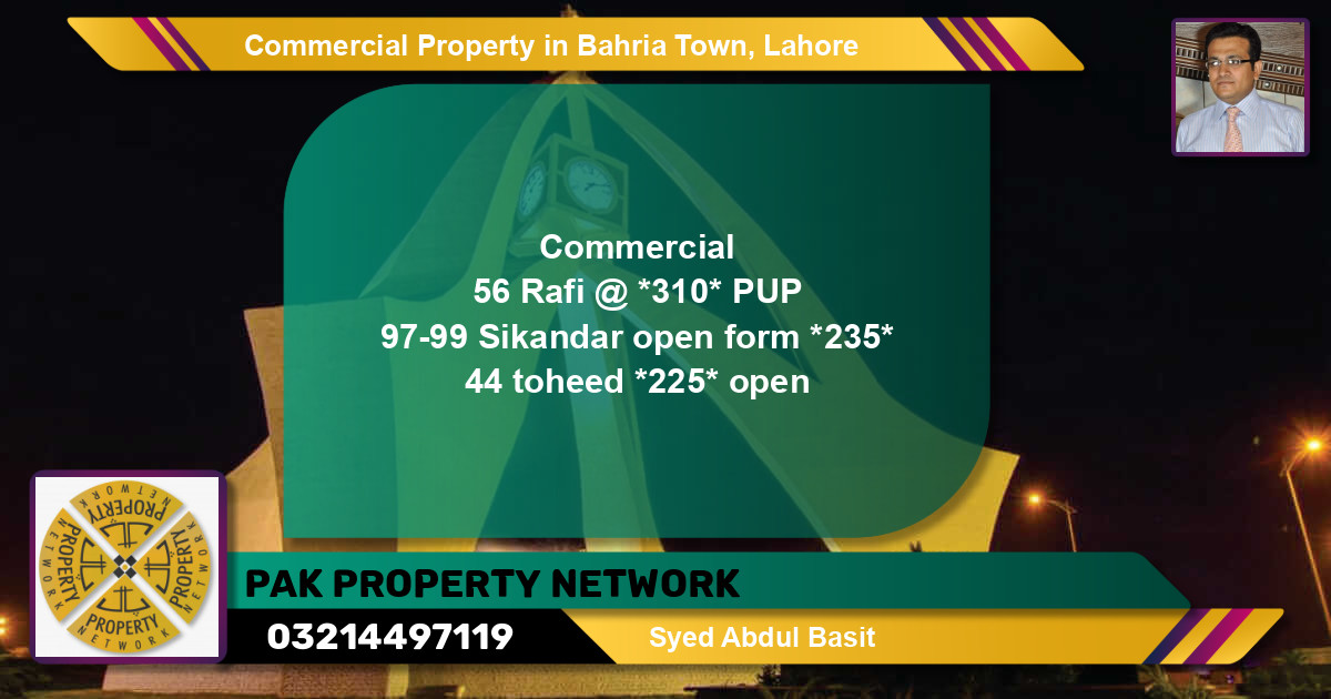 Commercial Property for Sale in Bahria Town, Lahore - (BP-89875)