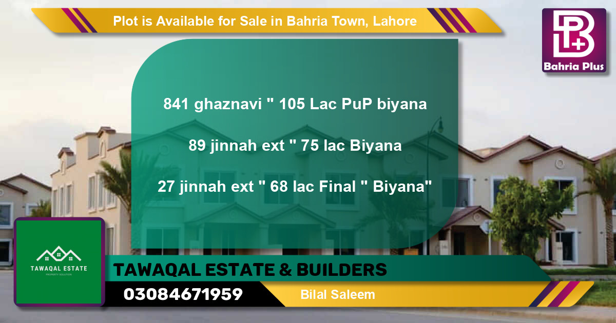 Residential Plot for Sale in Bahria Town, Lahore - (BP-89901)