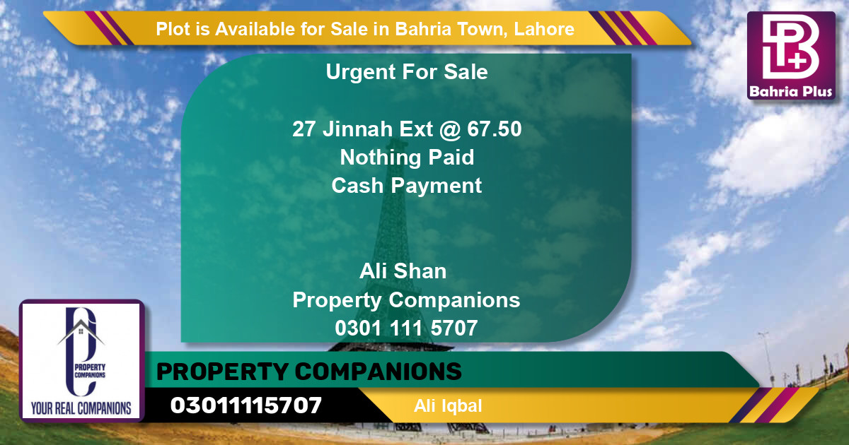 Residential Plot for Sale in Bahria Town, Lahore - (BP-89906)