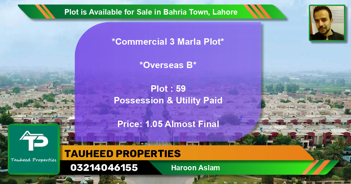 Commercial Plot for Sale in Bahria Town, Lahore - (BP-89908)