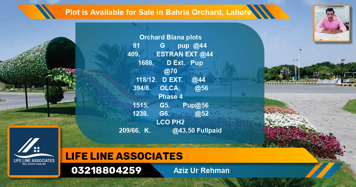 Residential Plot for Sale in Bahria Orchard, Lahore - (BP-89937)