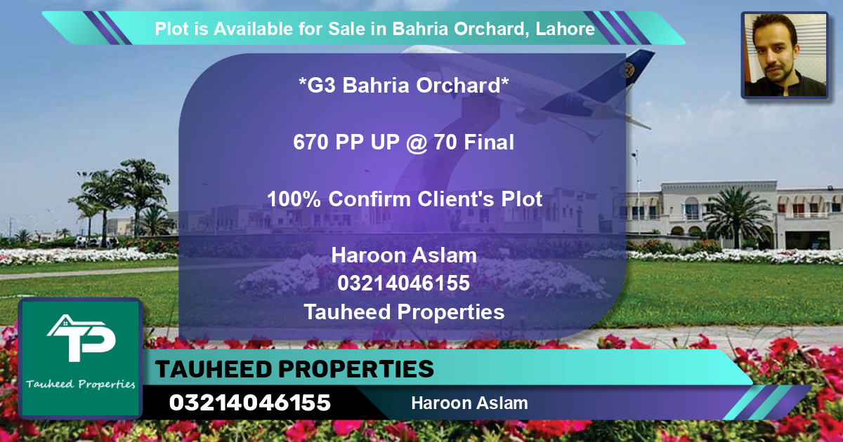 Residential Plot for Sale in Bahria Orchard, Lahore - (BP-89948)