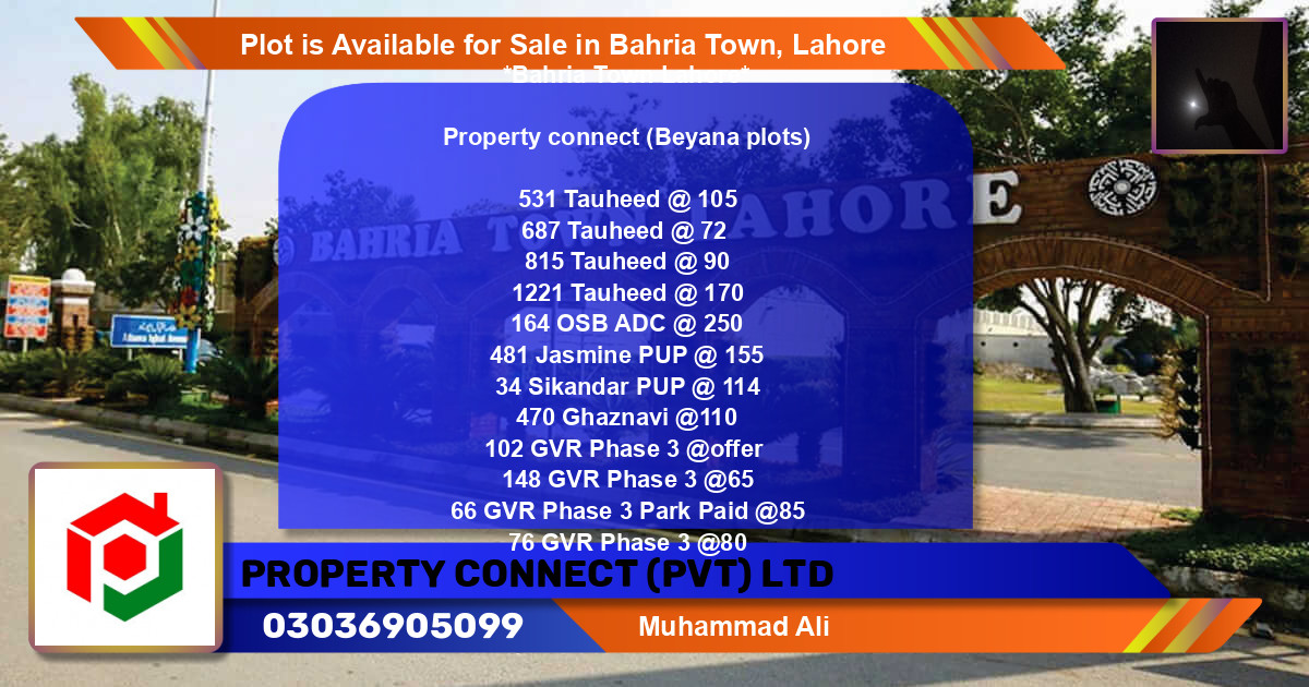 Residential Plot for Sale in Bahria Town, Lahore - (BP-89949)