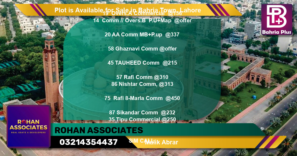 Commercial Plot for Sale in Bahria Town, Lahore - (BP-89959)