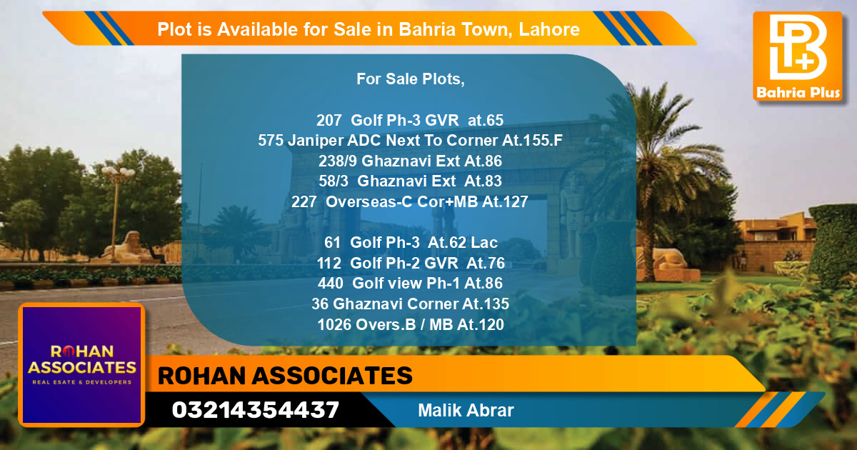 Residential Plot for Sale in Bahria Town, Lahore - (BP-89963)