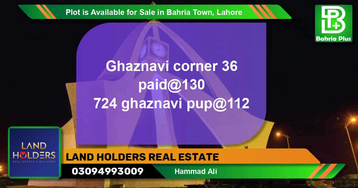 Residential Plot for Sale in Bahria Town, Lahore - (BP-89964)