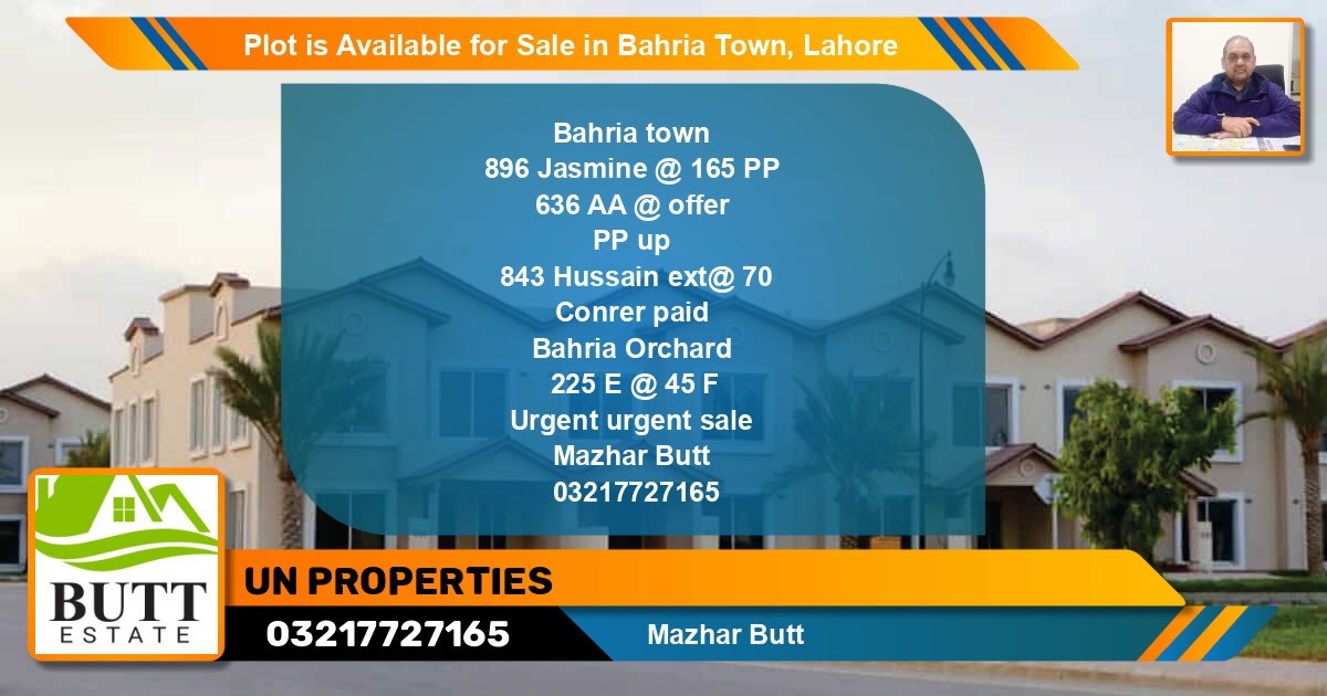 Residential Plot for Sale in Bahria Town, Lahore - (BP-89972)