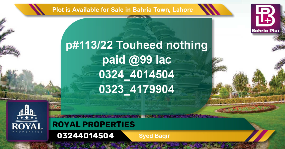 Residential Plot for Sale in Bahria Town, Lahore - (BP-89981)