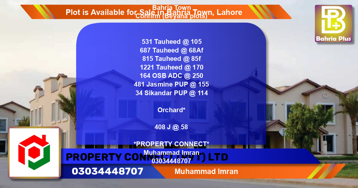 Residential Plot for Sale in Bahria Town, Lahore - (BP-89995)