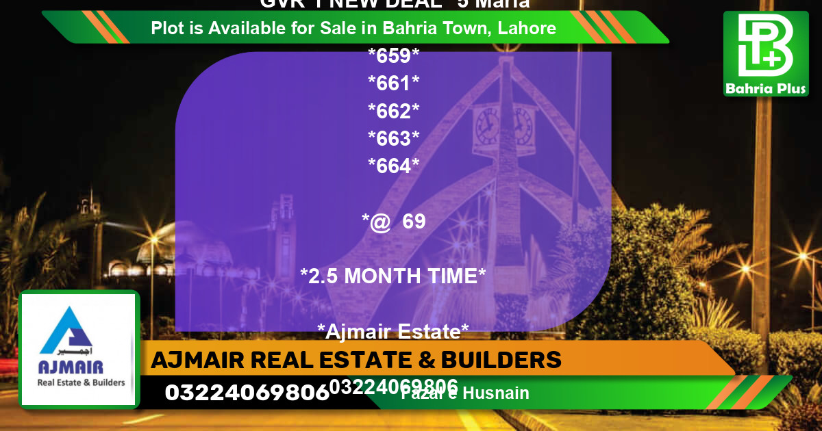 Residential Plot for Sale in Bahria Town, Lahore - (BP-90005)