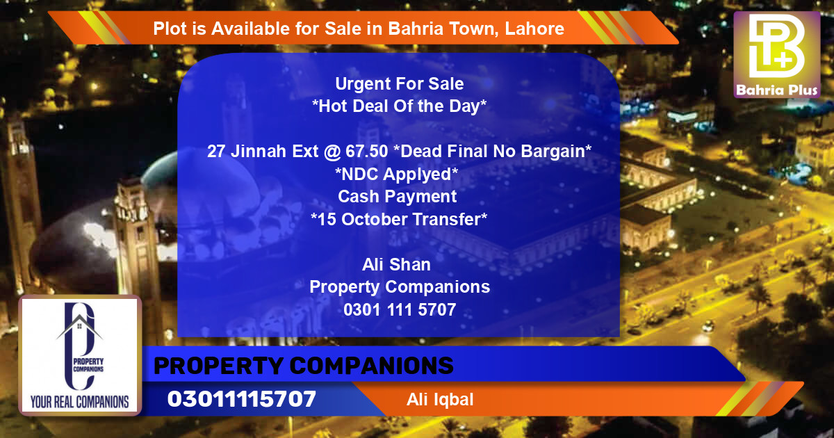 Residential Plot for Sale in Bahria Town, Lahore - (BP-90010)