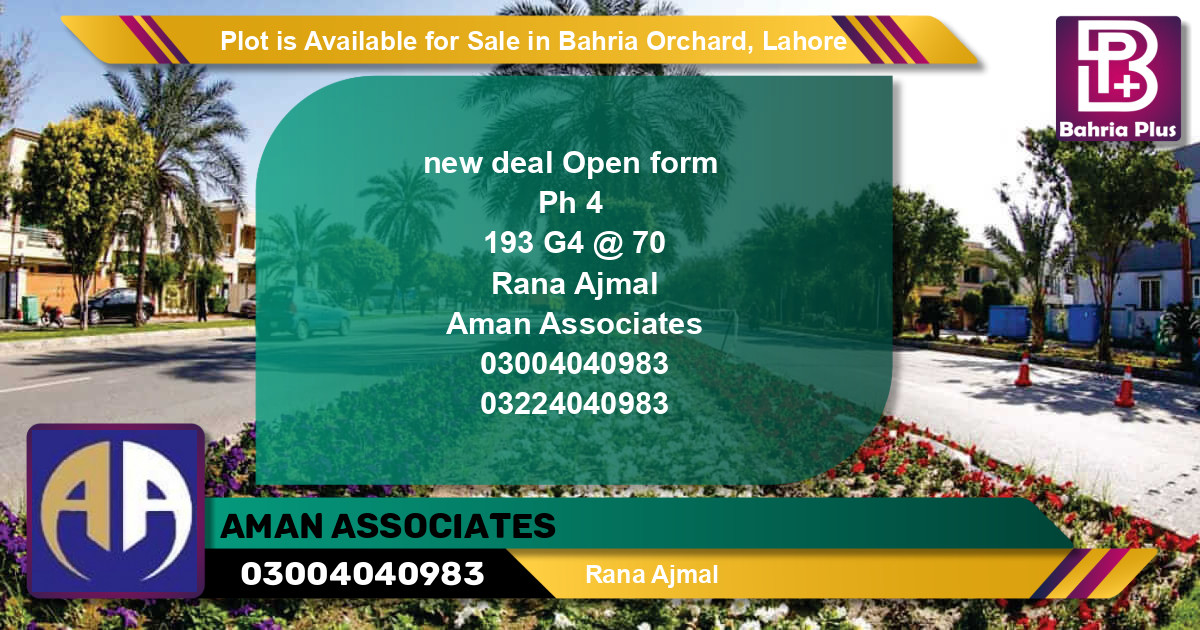 Residential Plot for Sale in Bahria Orchard, Lahore - (BP-90039)