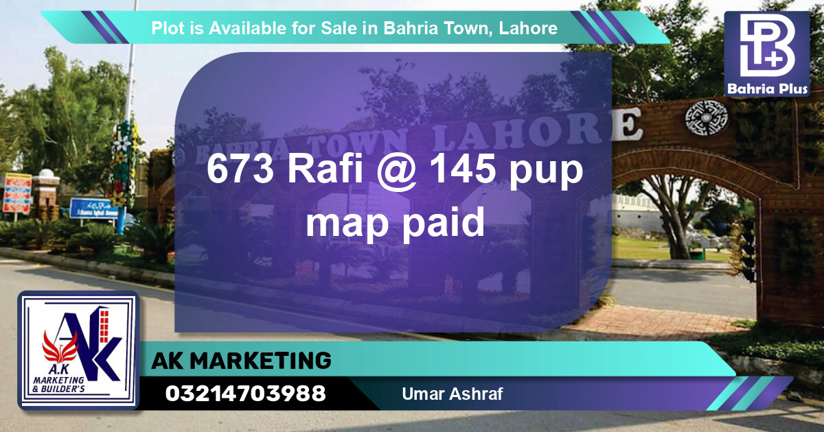 Residential Plot for Sale in Bahria Town, Lahore - (BP-90042)