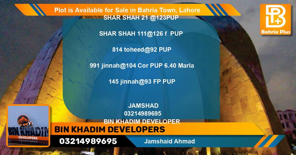 Residential Plot for Sale in Bahria Town, Lahore - (BP-90058)