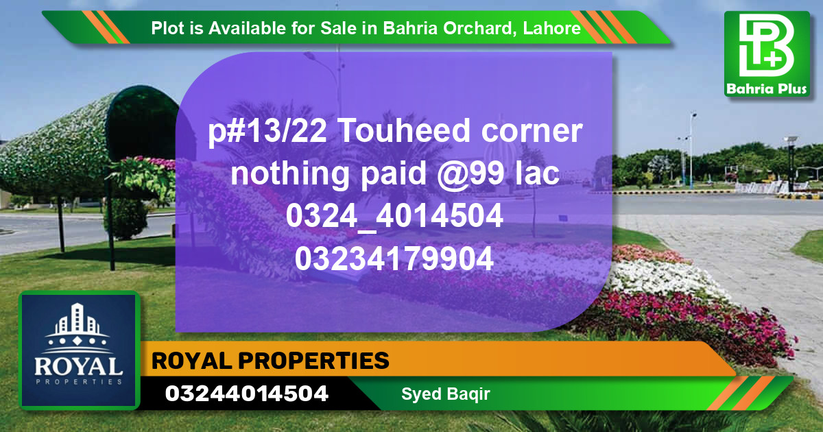 Residential Plot for Sale in Bahria Orchard, Lahore - (BP-90082)