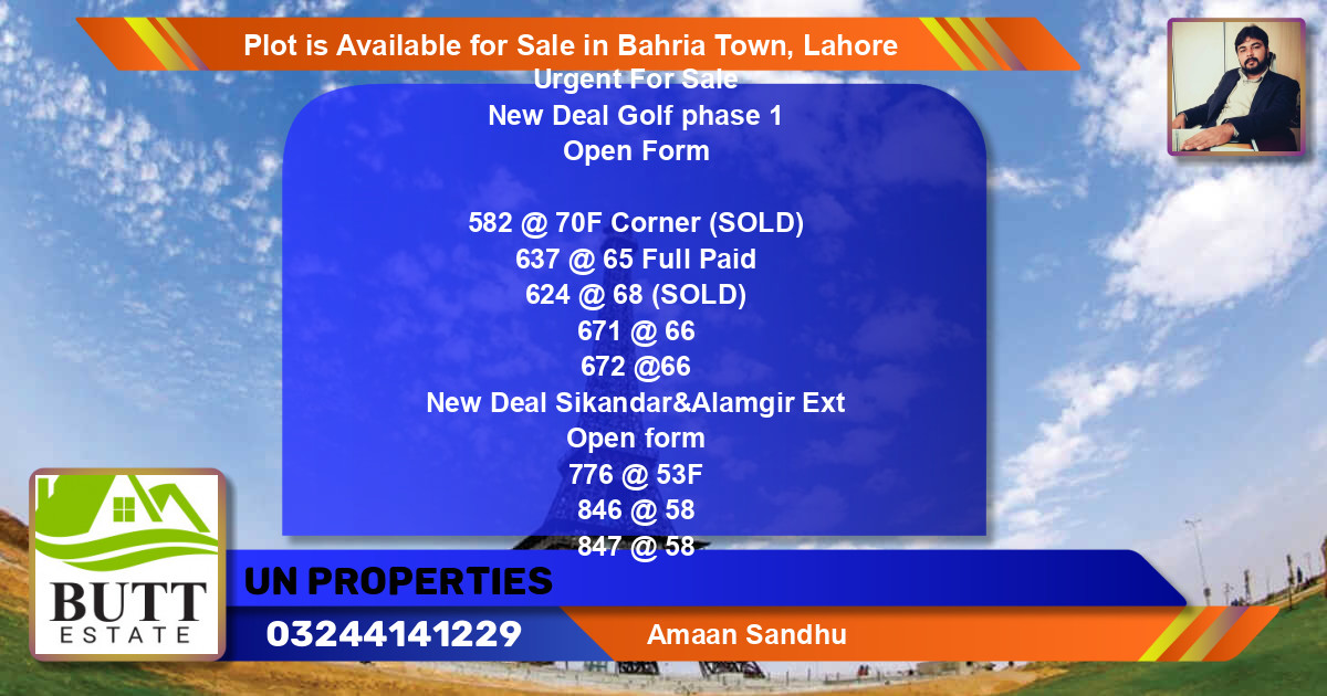 Residential Plot for Sale in Bahria Town, Lahore - (BP-90090)
