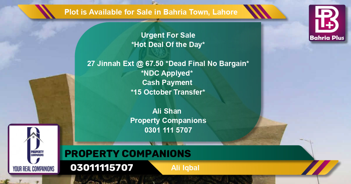 Residential Plot for Sale in Bahria Town, Lahore - (BP-90095)