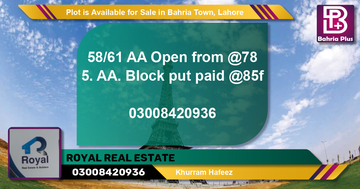 Residential Plot for Sale in Bahria Town, Lahore - (BP-90103)