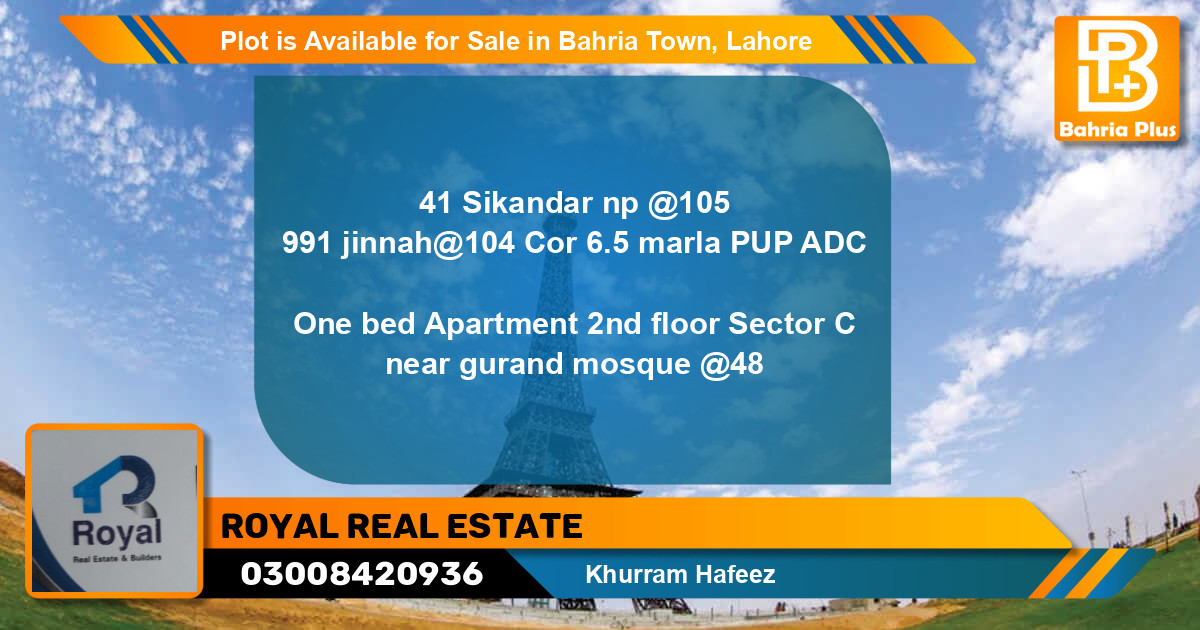 Residential Plot for Sale in Bahria Town, Lahore - (BP-90104)