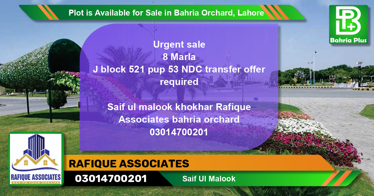Residential Plot for Sale in Phase 2 - J Block -  Bahria Orchard, Lahore - (BP-90117)