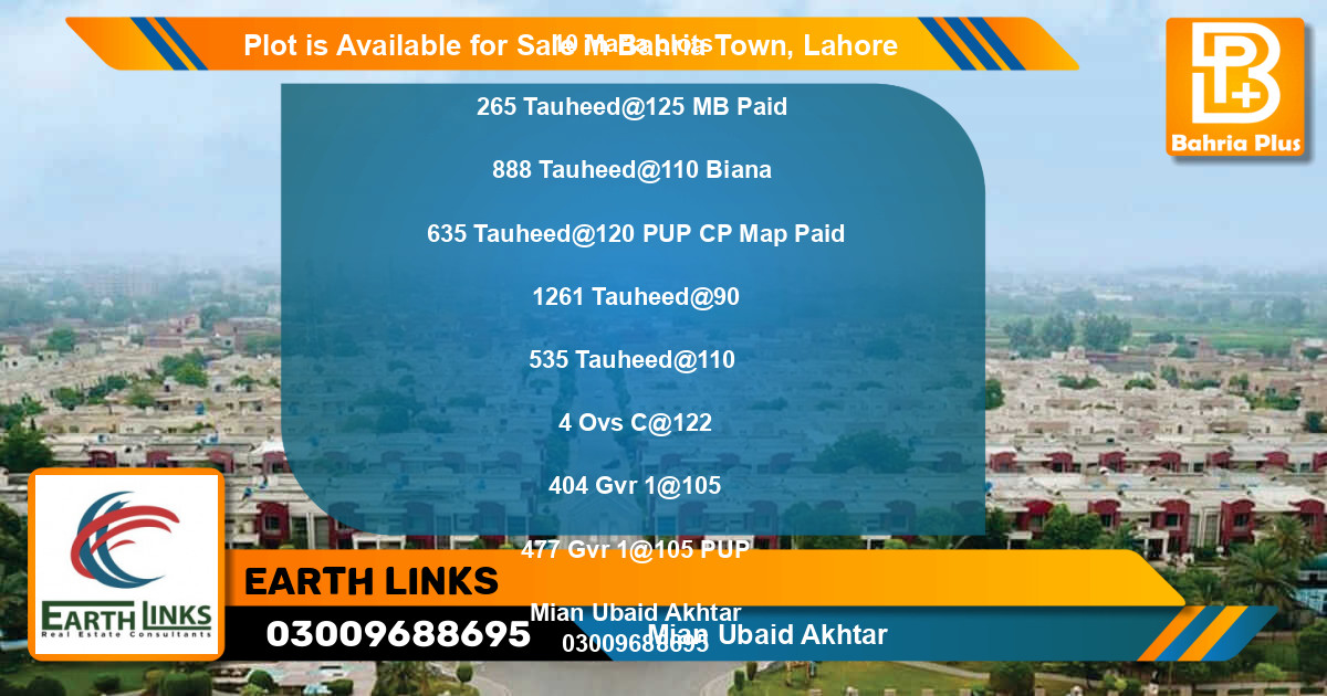 Residential Plot for Sale in Bahria Town, Lahore - (BP-90147)