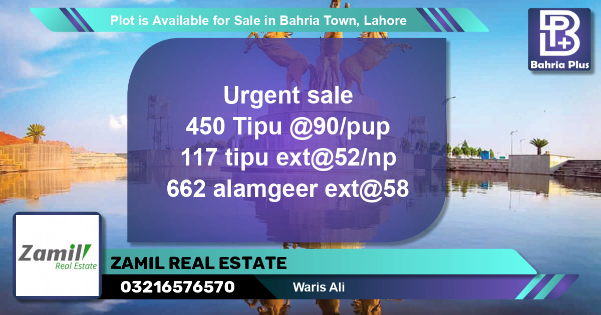 Residential Plot for Sale in Bahria Town, Lahore - (BP-90150)