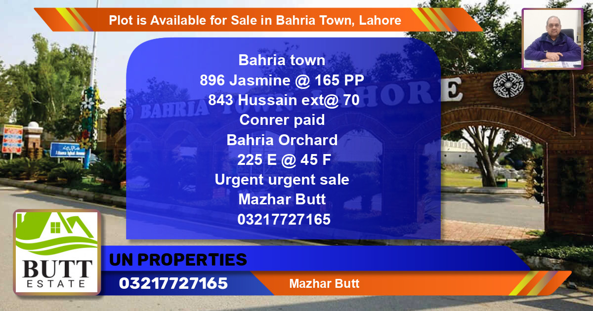 Residential Plot for Sale in Bahria Town, Lahore - (BP-90187)