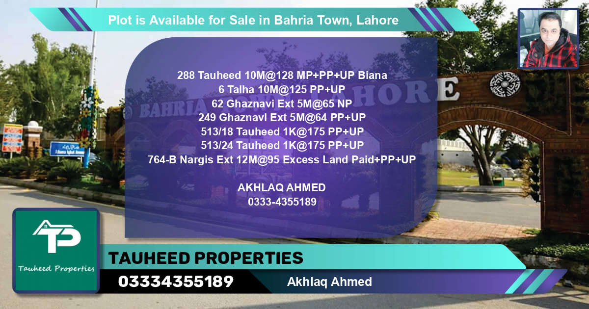 Residential Plot for Sale in Bahria Town, Lahore - (BP-90202)