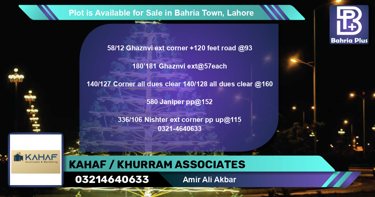 Residential Plot for Sale in Bahria Town, Lahore - (BP-90213)