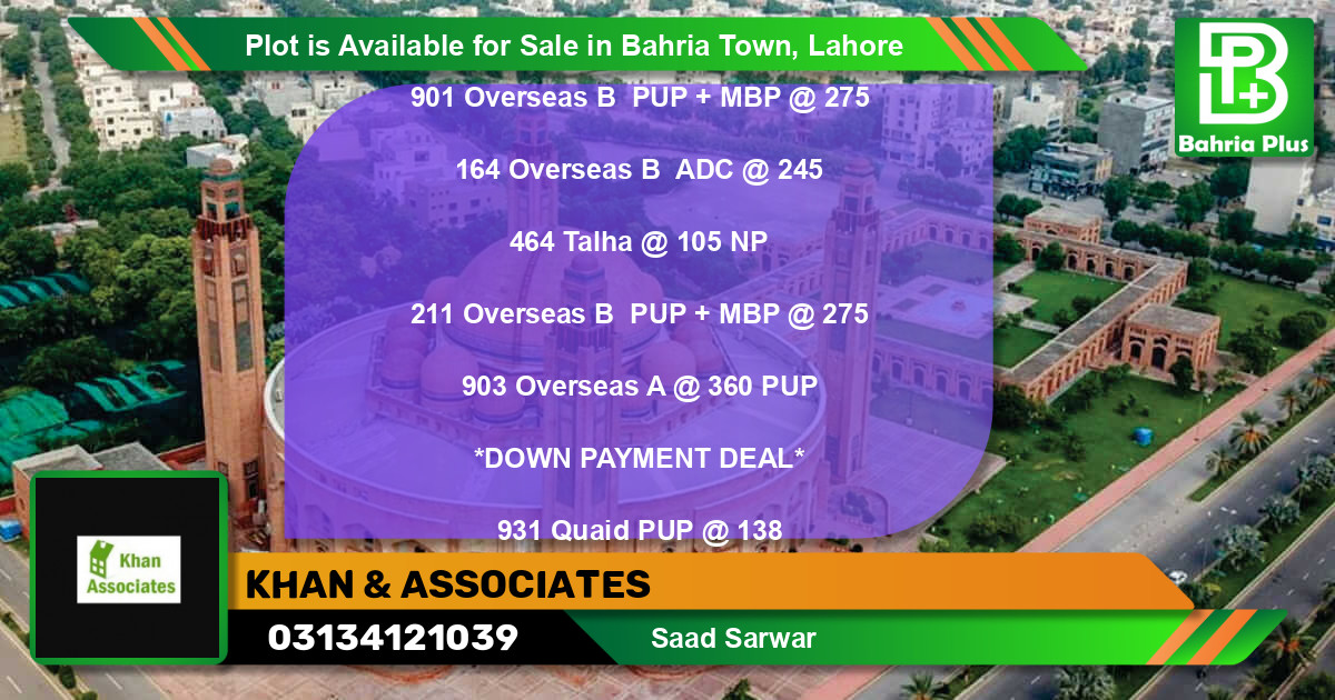 Residential Plot for Sale in Bahria Town, Lahore - (BP-90230)
