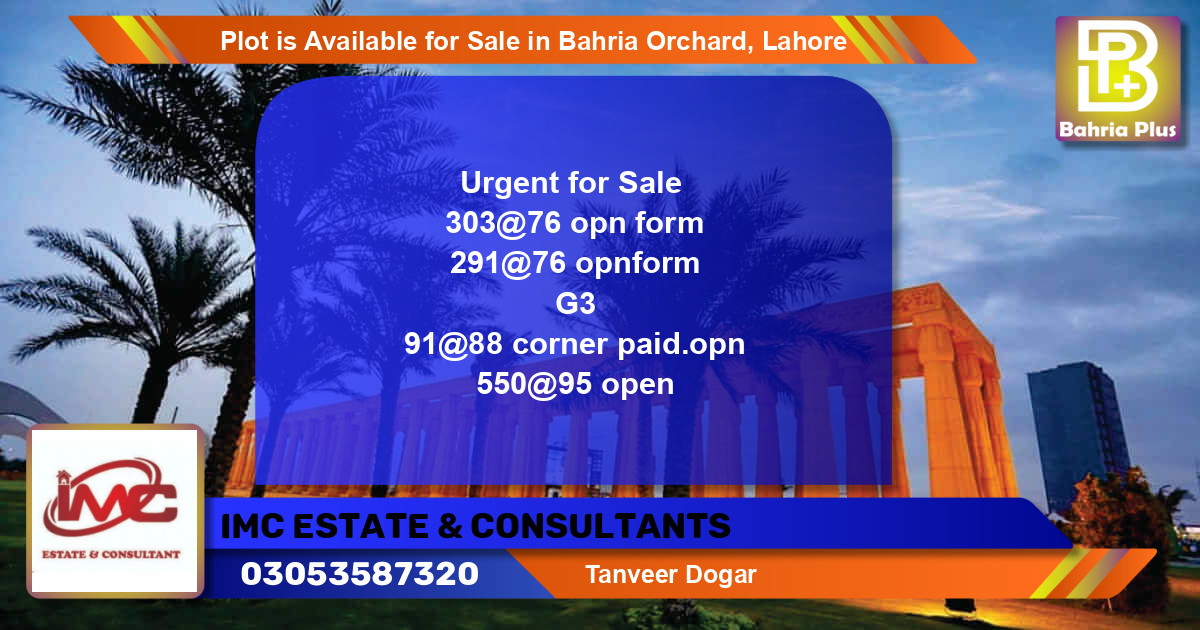 Residential Plot for Sale in Bahria Orchard, Lahore - (BP-90244)