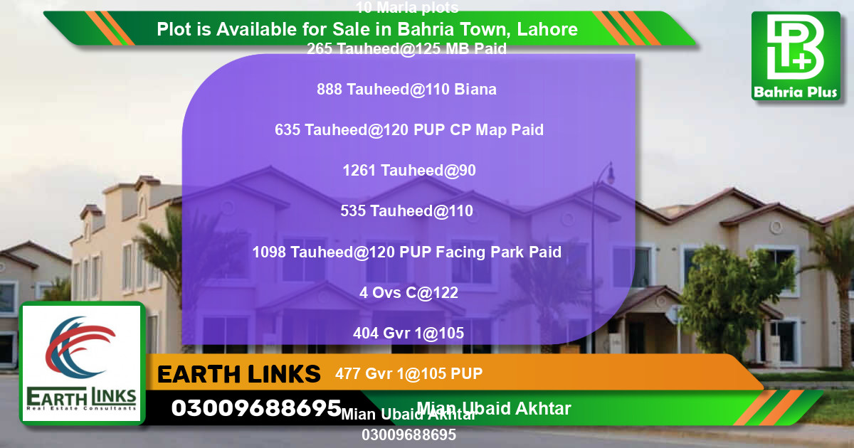 Residential Plot for Sale in Bahria Town, Lahore - (BP-90255)