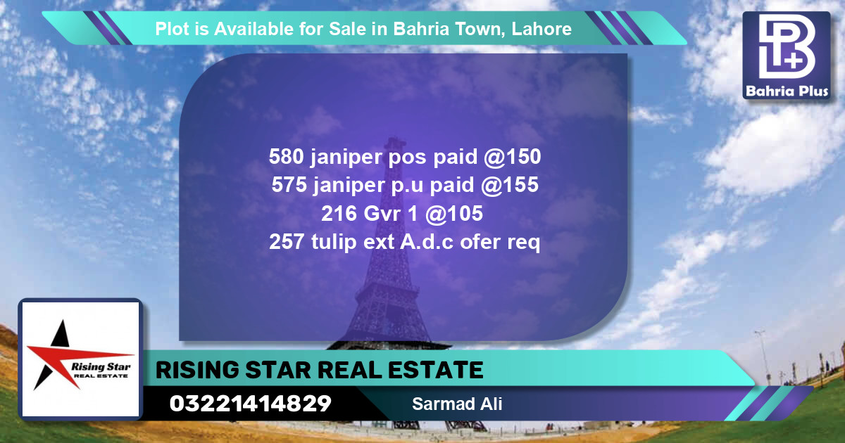 Residential Plot for Sale in Bahria Town, Lahore - (BP-90263)