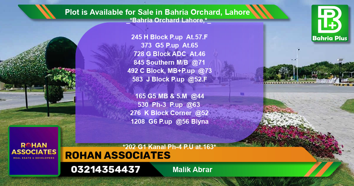 Residential Plot for Sale in Bahria Orchard, Lahore - (BP-90319)